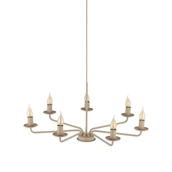 Kronleuchter Beige Stahl Kerzen B:72 cm E14 7-flammig