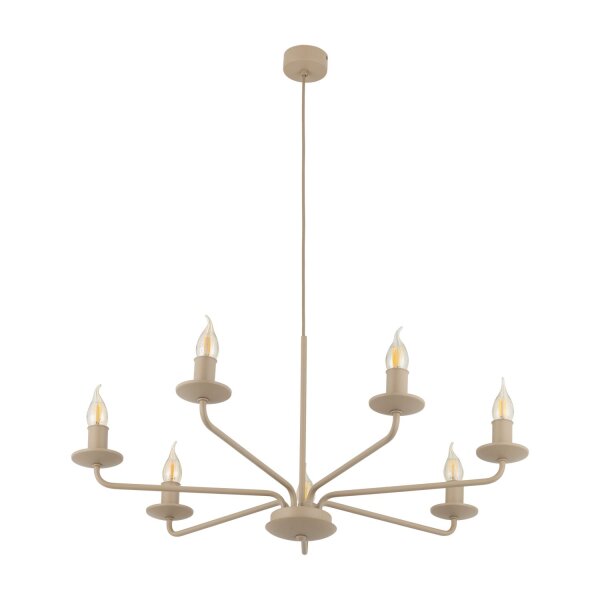 Kronleuchter Beige Stahl Kerzen B:72 cm E14 7-flammig