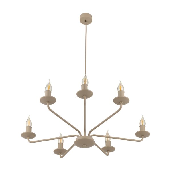 Kronleuchter Beige Stahl Kerzen B:72 cm E14 7-flammig