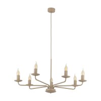 Kronleuchter Beige Stahl Kerzen B:72 cm E14 7-flammig