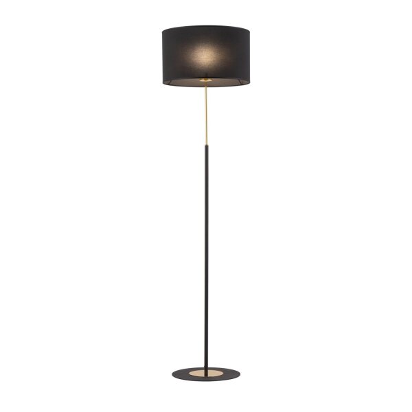 Stehleuchte Stoffschirm Metall E27 150 cm Schwarz Gold