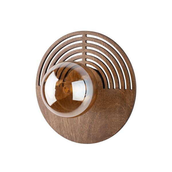 Wohnliche Wandleuchte Glas Holz B:25 cm G9 Eiche