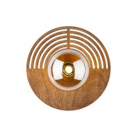 Wohnliche Wandleuchte Glas Holz B:25 cm G9 Eiche