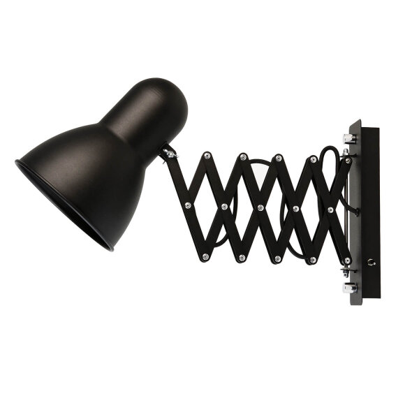 Wandlampe Metall E27 mit Auszug Schalter Schwarz