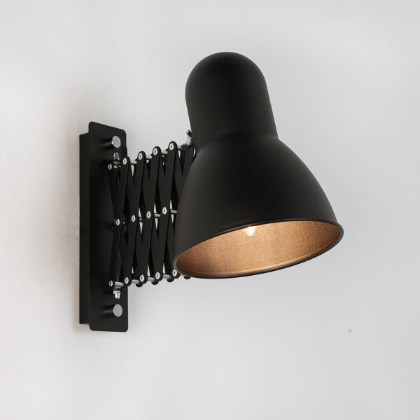 Wandlampe Metall E27 mit Auszug Schalter Schwarz