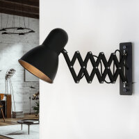 Wandlampe Metall E27 mit Auszug Schalter Schwarz