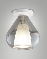 Deckenleuchte Rauchglas E27 Weiß H:22 cm dekorativ