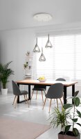 Pendelleuchte Rauchglas E27 Weiß L:52 cm blendarm