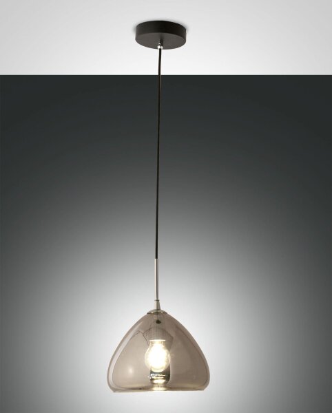 Pendelleuchte Chrom E27 Metall Glas Ø25 cm Schwarz