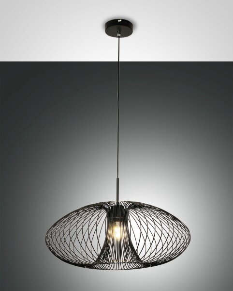 Hängelampe Schwarz E27 rund Ø60 cm dekorativ Modern