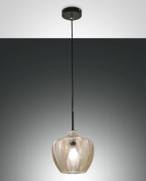 Hängelampe Glas Metall E27 Ø25 cm Schwarz rund