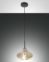 Pendelleuchte Glas Metall E27 blendarm Ø26 cm Schwarz