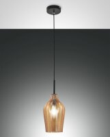 Pendelleuchte Bernstein E27 Glas rund Ø18 cm Schwarz