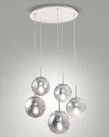 Pendelleuchte Chrom E27 Glas Weiß L:62 cm dimmbar