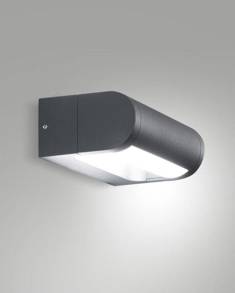 LED Wandleuchte Dunkelgrau IP65 3000K Metall T:11 cm