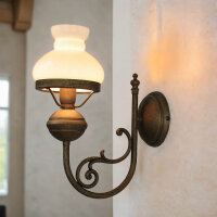 Applique murale Blanc Abat-jour en verre en laiton...