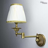 Applique murale Abat-jour en tissu blanc en laiton...