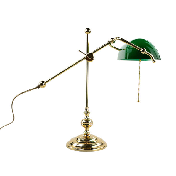 Lampe de banquier vert en laiton véritable poli