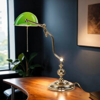 Lampe de banquier courbe Art Nouveau Plaqué or 24...