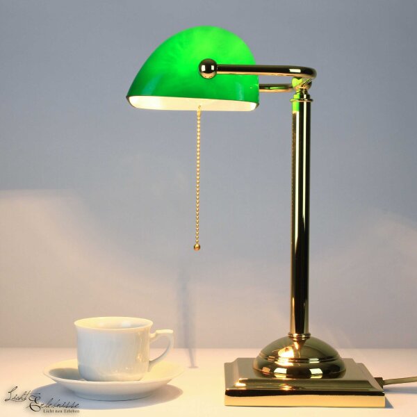 Lampe de banquier design, plaquée or 24 carats