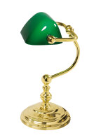 Lampe de banquier or 24 carats en laiton avec abat-jour...
