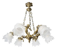 Lampe &agrave; suspendre laiton 6-flmg en bronze Putti