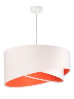 Suspension ronde Grand Blanc Orange Tissu Table &agrave;...