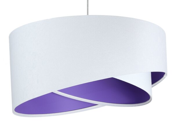Lampe à suspendre tissu rond Ø50cm blanc violet salon