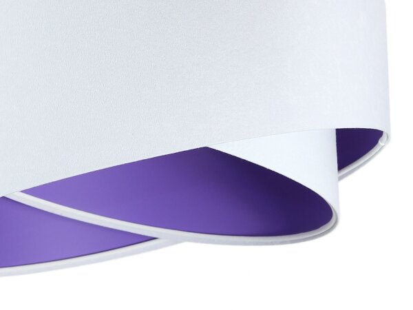 Lampe à suspendre tissu rond Ø50cm blanc violet salon