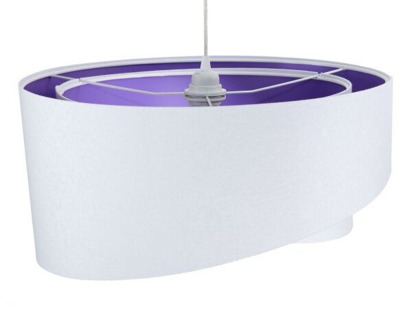 Lampe à suspendre tissu rond Ø50cm blanc violet salon