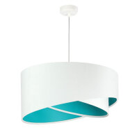 Lampe &agrave; suspendre Abat-jour Blanc Turquoise Tissu...