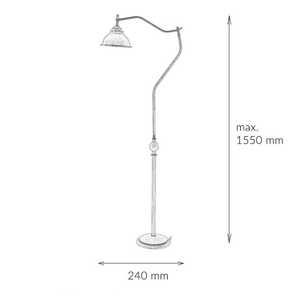 Lampadaire bronze antique laiton véritable Oslo