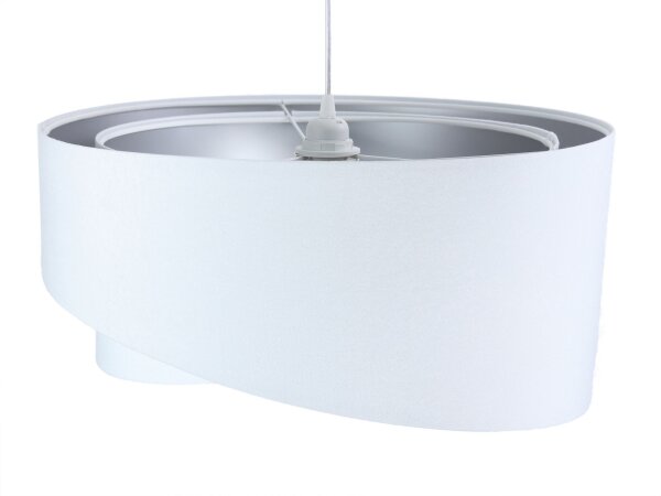 lampe suspendue ronde blanc argent tissu table à manger