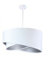 lampe suspendue ronde blanc argent tissu table &agrave;...