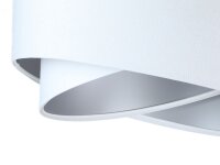 lampe suspendue ronde blanc argent tissu table à...