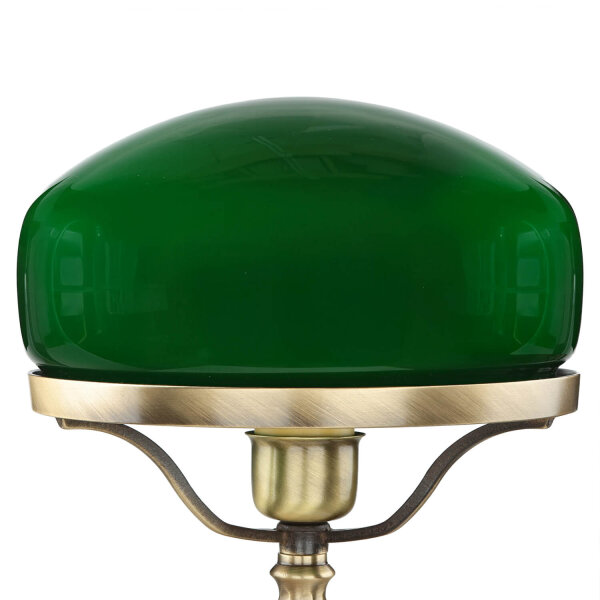 Lampe de table Abat-jour en verre Vert en laiton véritable