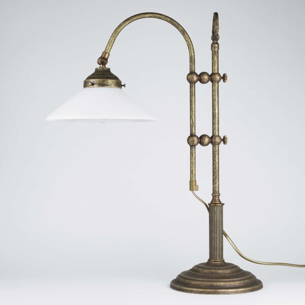 Lampe de bureau en laiton verre 49 cm E14 à lancienne
