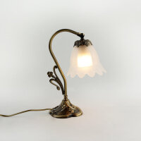 Lampe de table Abat-jour en verre blanc Laiton...