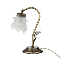 Lampe de table Abat-jour en verre blanc Laiton...