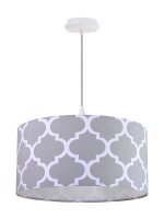 Lampe &agrave; suspendre ILKA Blanc Gris rond...