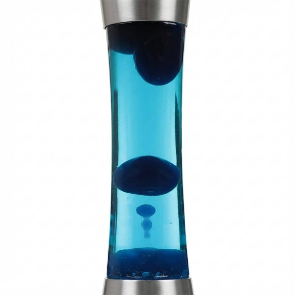 Stimmungsvolle Lavalampe Blau Silber 39,5 cm Retro