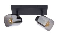 Deckenspot Metall Rauchglas 2-flammig E14 B:26 cm