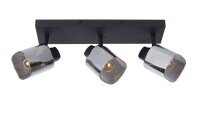 Deckenstrahler Metall Rauchglas 3-flammig E14 B:38 cm