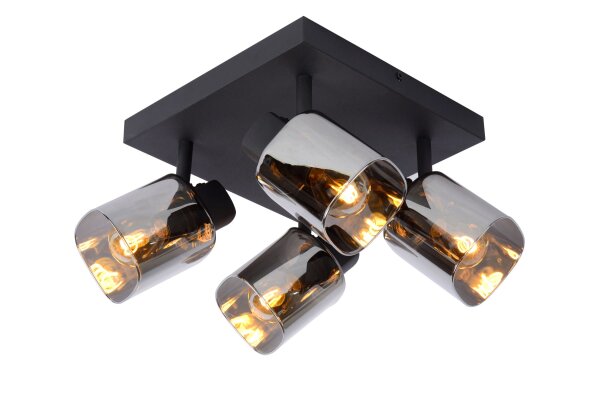 Deckenspot Metall Rauchglas 4-flammig E14 B:23 cm