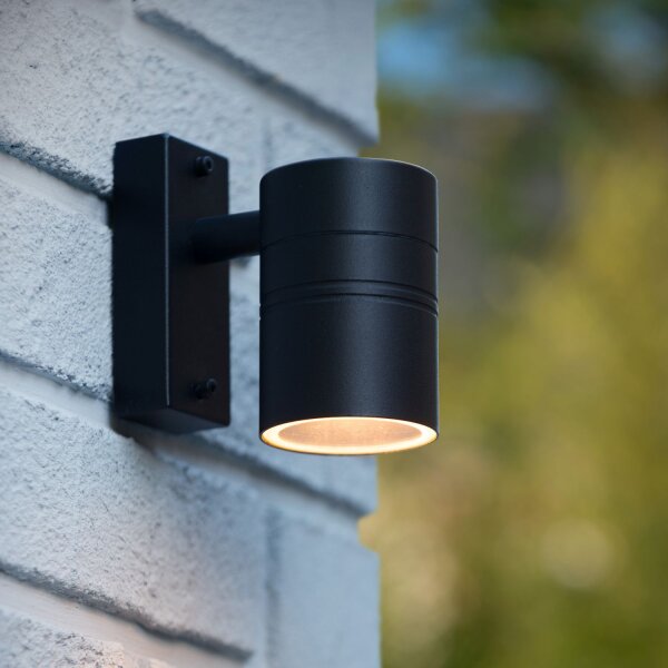 Außenwandleuchte Stahl Schwarz IP44 GU10 H:11 cm