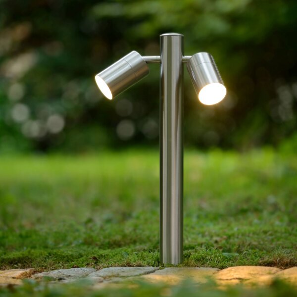 Stehlampe Außen Stahl Chrom IP44 GU10 H:30 cm