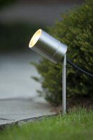 Erdspießstrahler Stahl Chrom IP44 GU10 H:36 cm