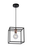 H&auml;ngelampe Metall Schwarz Kupfer E27 B:25 cm rund