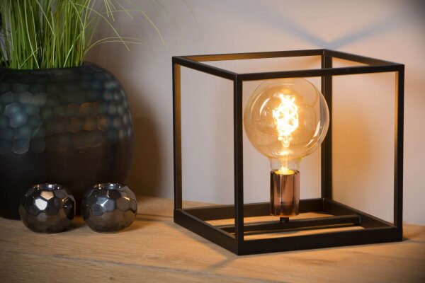 Tischlampe Metall Schwarz Kupfer E27 25 cm edel