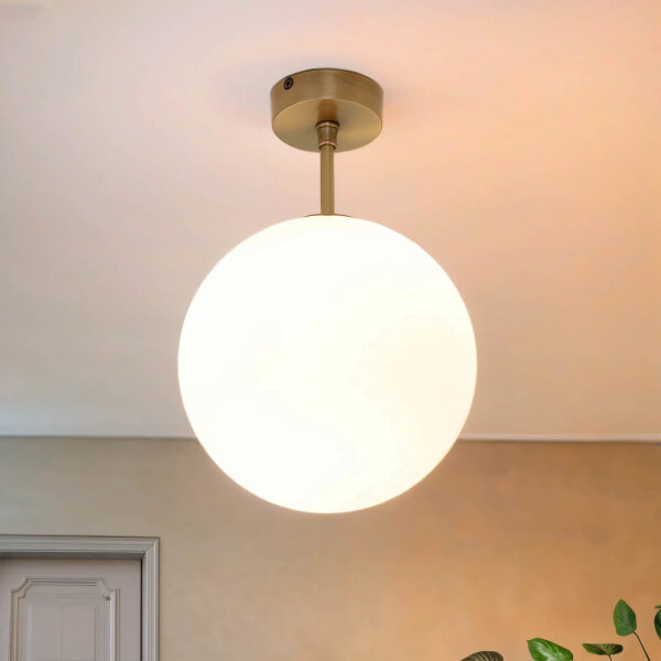 Plafonnier Premium MUSA rond verre laiton véritable